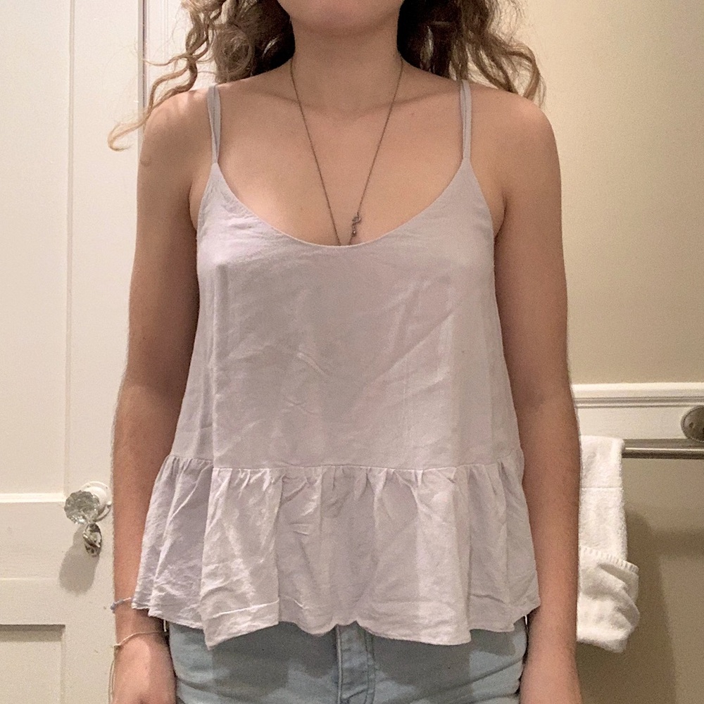 Pale Blue Topshop Flowy Tank Top